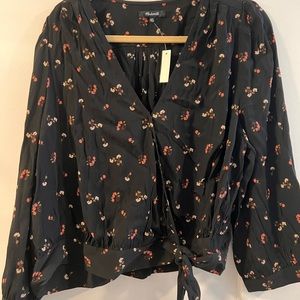 Madewell front tie blouse